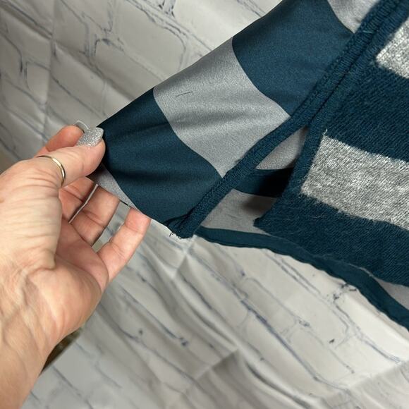 Loft Wool Blend Striped Sweater With Satin Back Panel Size Medium - Picture 6 of 8